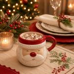 Taza de Cerámica de Dolomita 15.5 oz para Bebidas Calientes Diseño Santa Rojo