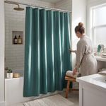 Set de Cortina para Baño con Liner y Ganchos 14 Piezas Diseño Texturizado Color Verde