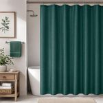 Set de Cortina para Baño con Liner y Ganchos 14 Piezas Diseño Texturizado Color Verde