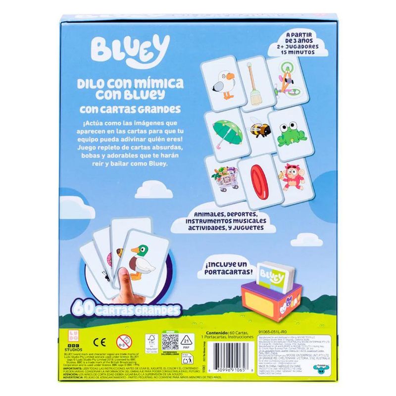Juego de Charadas Bluey Dilo con Mímica para Niños