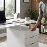 Escritorio con Cajones Elegance Blanco y Dorado