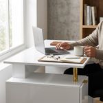Escritorio con Cajones Elegance Blanco y Dorado