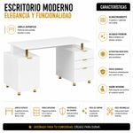 Escritorio con Cajones Elegance Blanco y Dorado