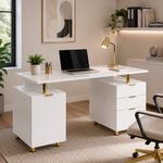 Escritorio con Cajones Elegance Blanco y Dorado