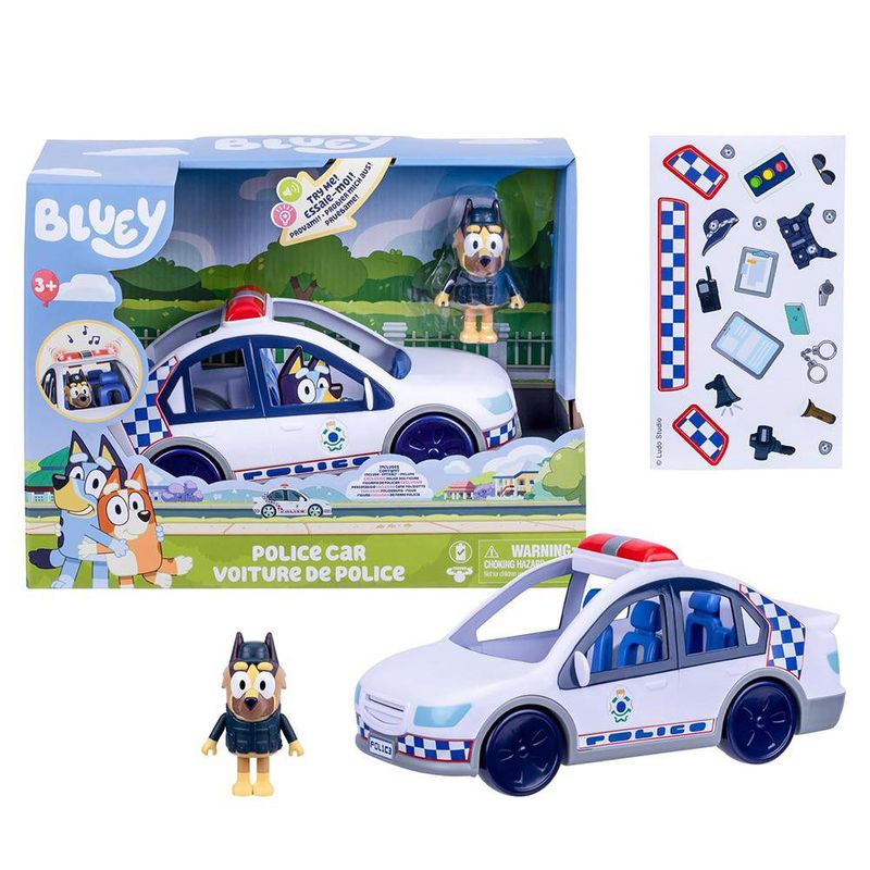 Carro de Policía Bluey con Figura de Perro Policía y Sonidos