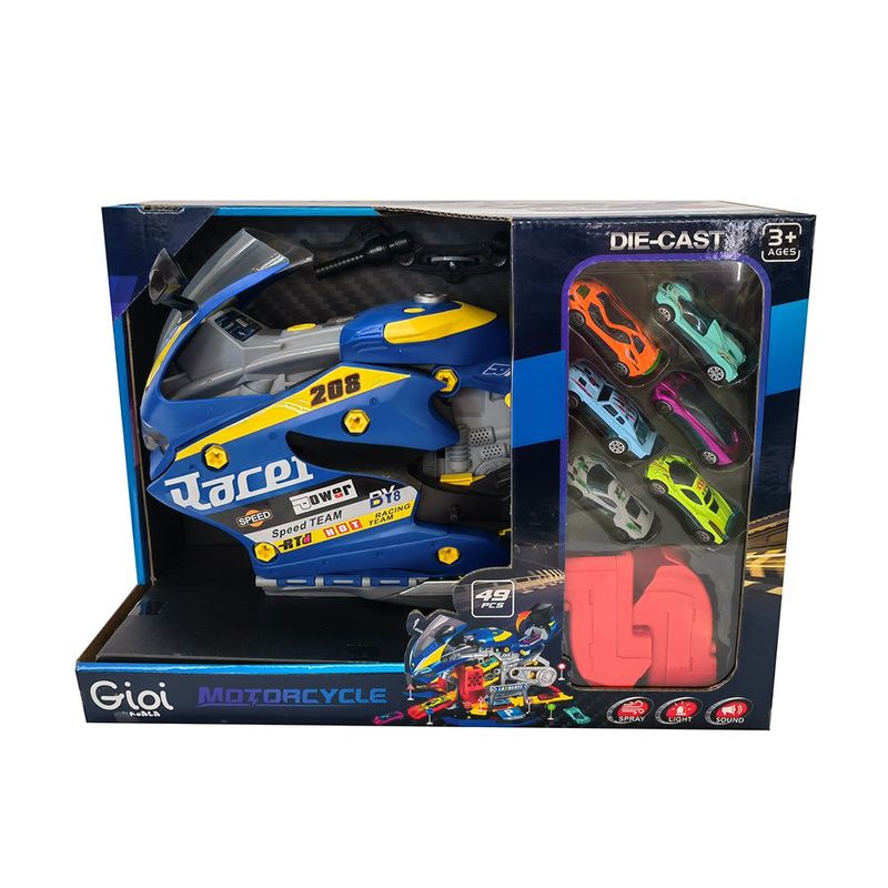 Motocicleta de Juguete Armable Racer en Color Azul con 49 Piezas