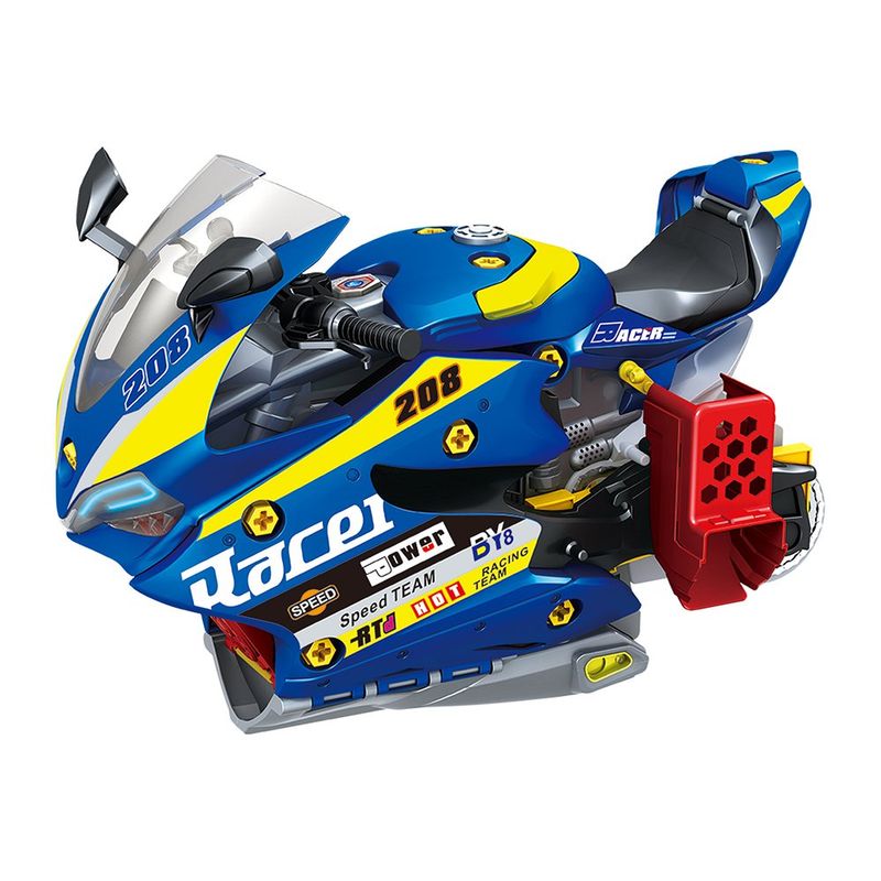 Motocicleta de Juguete Armable Racer en Color Azul con 49 Piezas
