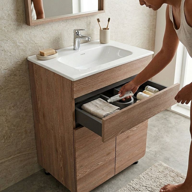 Mueble de Baño Aluvia con Lavamanos de Porcelana 85 x 59.5 x 44.5 cm