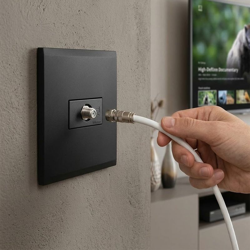 Toma Coaxial Tipo F Nobile para Señal de TV Empotrable Color Negro