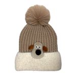 Gorro Infantil Tejido de Invierno con Pompón y Perrito