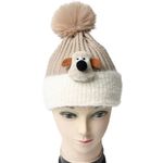 Gorro Infantil Tejido de Invierno con Pompón y Perrito