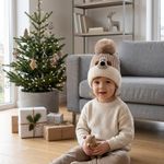 Gorro Infantil Tejido de Invierno con Pompón y Perrito