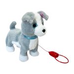 Peluche Interactivo de Perro en Color Gris con Correa