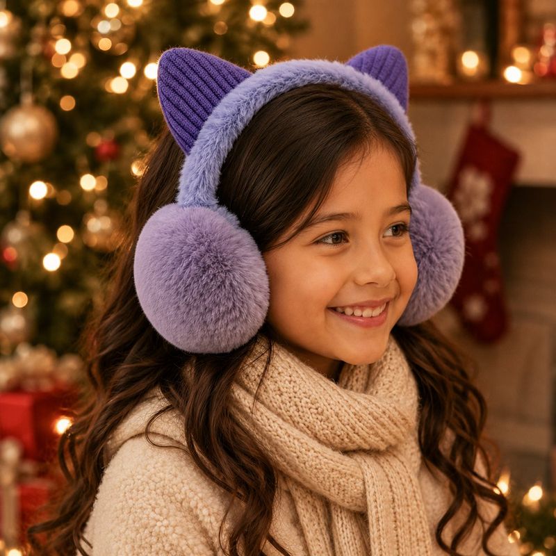 Orejeras Infantiles de Peluche Térmicas Lila