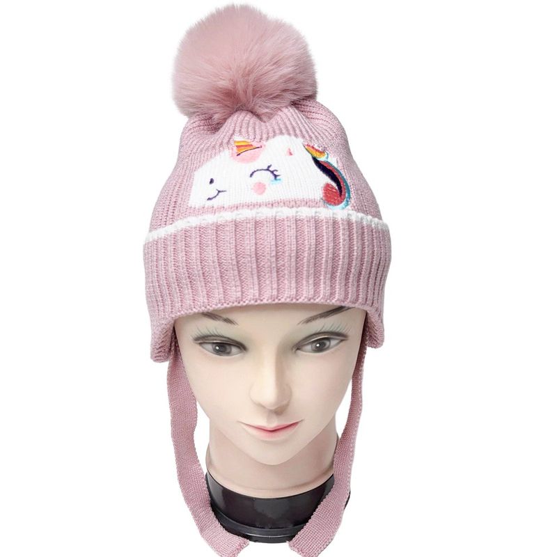 Gorro Infantil de Unicornio con Pompón y Orejeras