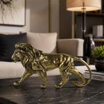 Figura Decorativa León Caminando Dorado 23 cm
