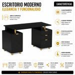 Escritorio con Gavetas Elegance Color Negro y Dorado