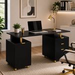 Escritorio con Gavetas Elegance Color Negro y Dorado
