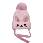 Gorro Infantil de Invierno con Orejas de Conejo Rosa