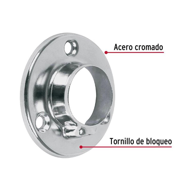 Brida de Acero Cromado para Tubo Redondo de Closet