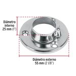 Brida de Acero Cromado para Tubo Redondo de Closet