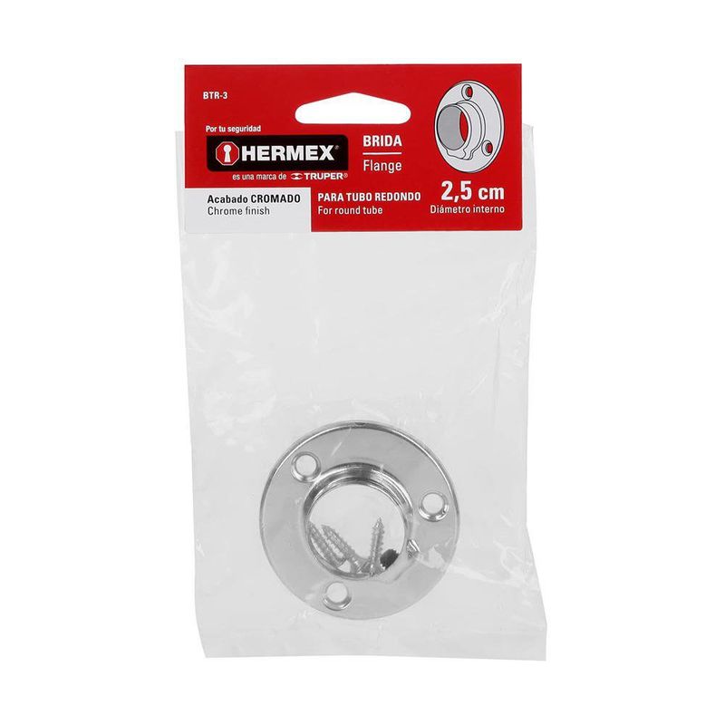 Brida de Acero Cromado para Tubo Redondo de Closet