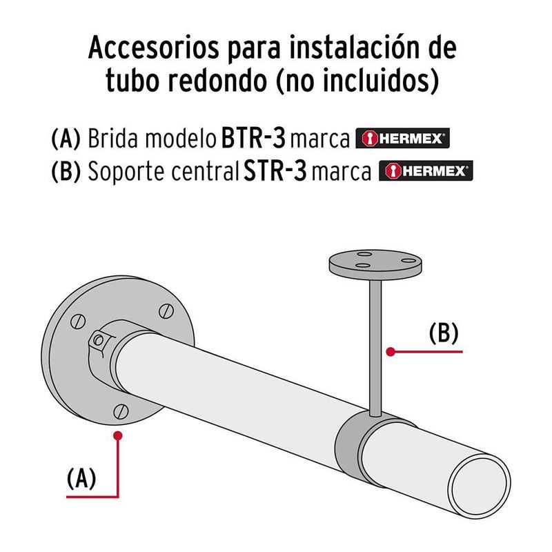 Brida de Acero Cromado para Tubo Redondo de Closet