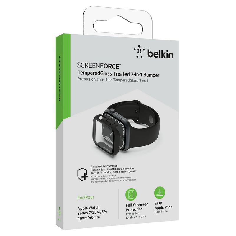 Protector de Pantalla de Vidrio Templado para Apple Watch Serie 7, 8 y 9 Color Negro