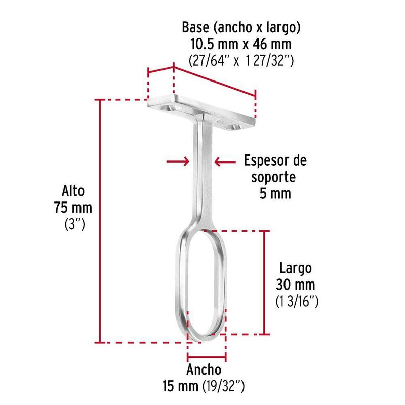 Soporte Central para Tubo Ovalado de Closet
