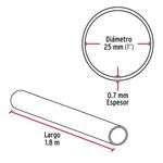 Tubo Redondo de Acero Cromado de 1.8 Metros