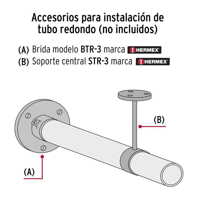 Tubo Redondo de Acero Cromado de 1.8 Metros