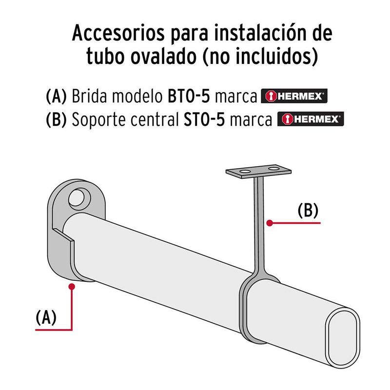 Tubo Ovalado de Acero Cromado de 3 Metros