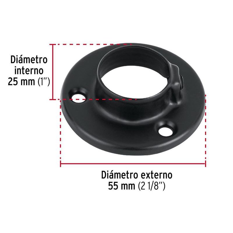 Brida para Tubo Redondo de Clóset Color Negra