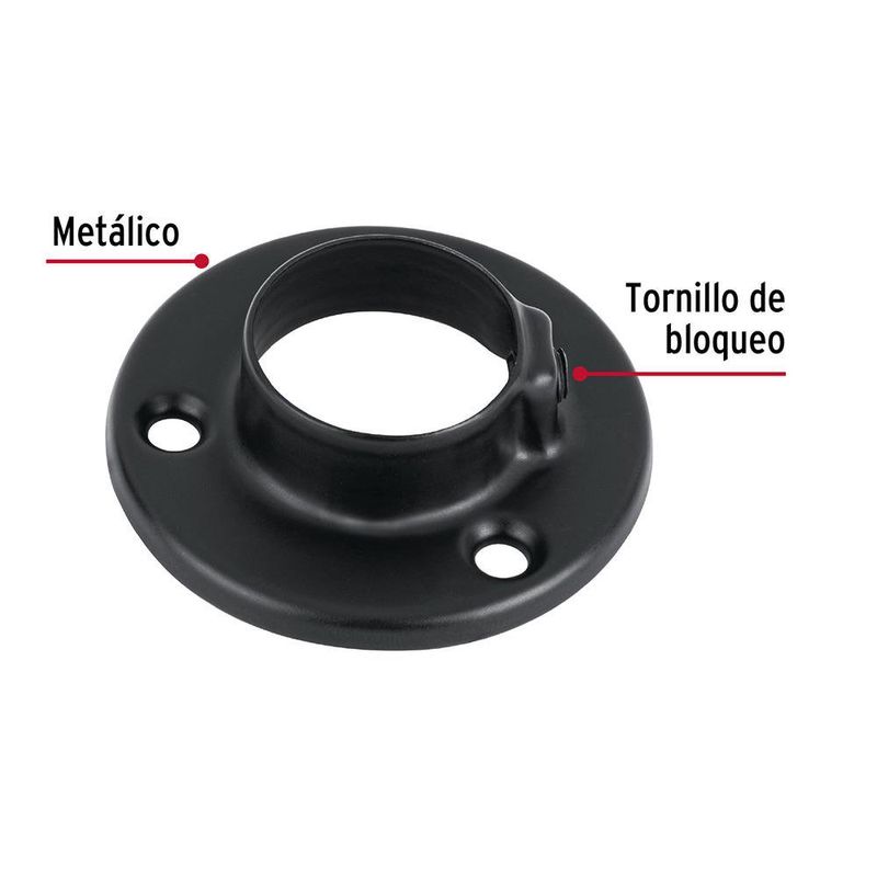 Brida para Tubo Redondo de Clóset Color Negra