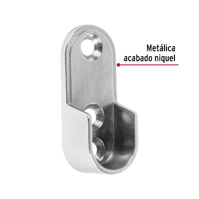 Brida Níquel para Tubo Ovalado de Closet Color Nickel