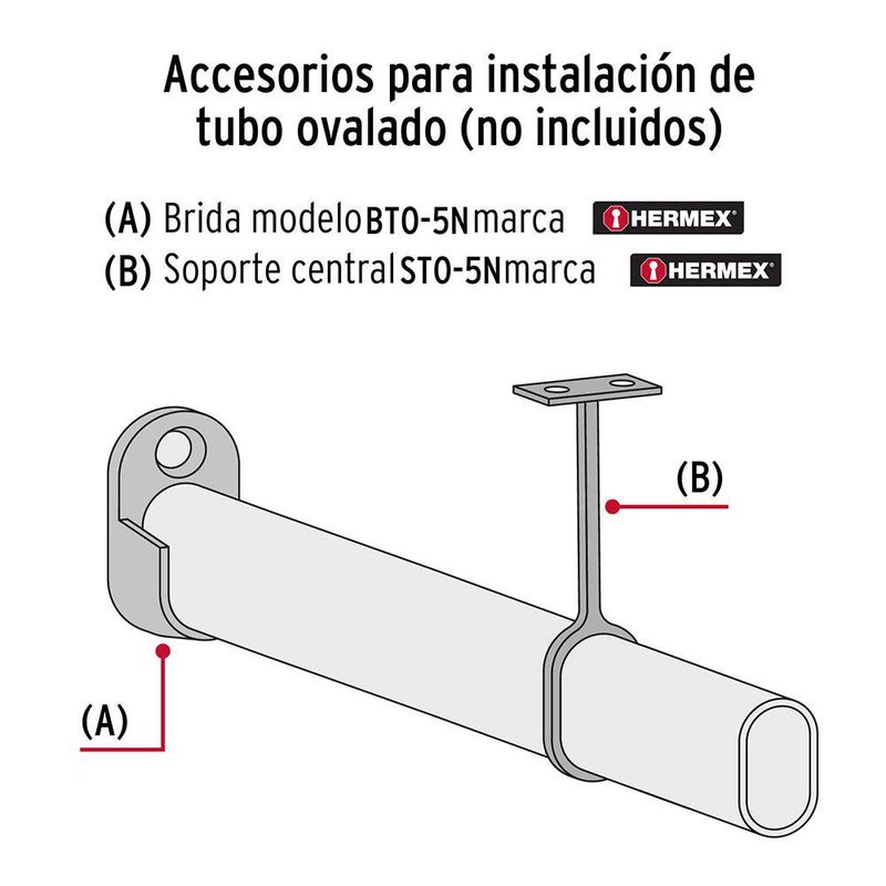 Brida Níquel para Tubo Ovalado de Closet Color Nickel