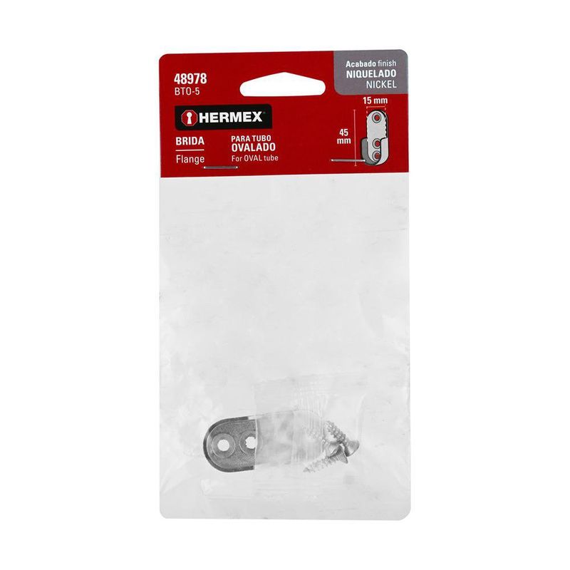 Brida Níquel para Tubo Ovalado de Closet Color Nickel