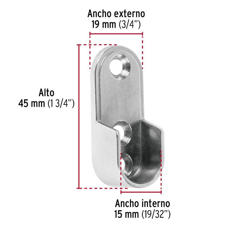 Brida Níquel para Tubo Ovalado de Closet Color Nickel