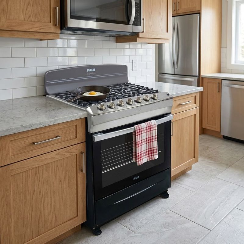 Estufa a Gas de 30 plg de 6 Quemadores con Horno Acero Inoxidable Color Negro