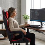 Silla Gamer Reclinable color Negro con Rojo