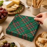 Set de 20 Servilletas Navideñas de 3 Capas 33 x 33 cm Cuadros Verdes