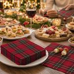 Set de 20 Servilletas Navideñas de 3 Capas 33 x 33 cm Cuadros Rojos y Negros