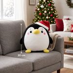 Peluche de Pingüino Navideño con Gorro Rojo 20 Cm para Niños Color Blanco y Negro