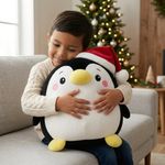 Peluche de Pingüino Navideño 20 cm para Niños Color Blanco y Negro