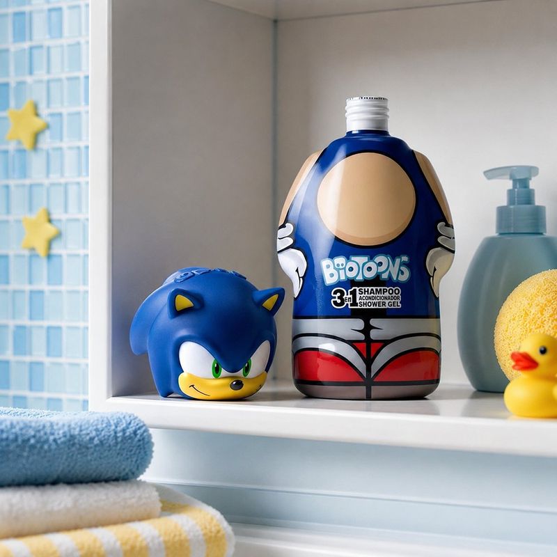 Shampoo 3 en 1 Biotoons Sonic de 300 mL para Cabello Infantil Azul