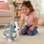 Peluche Interactivo de Perro en Color Gris con Correa