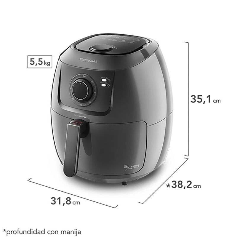 Freidora de Aire con 8 Programas de 5 L Color Negro