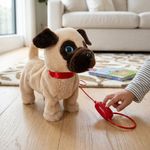 Peluche Interactivo de Perro en Color Beige con Correa