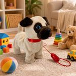 Peluche Interactivo de Perro en Color Beige con Correa