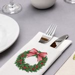 Set de 6 Porta Cubiertos Navideños de Papel 40 x 40 cm Diseño de Guirnalda